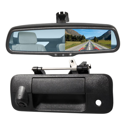 4.3" Rear View Mirror Monitor with Tailgate Handle Backup Camera Kit