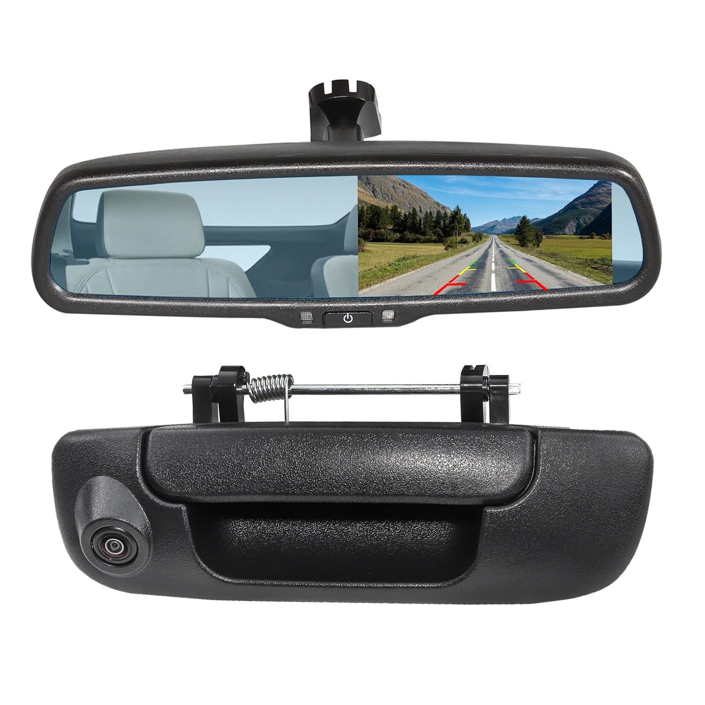 Tailgate Handle Backup Camera with 4.3'' Rear View Mirror Monitor for Dodge Ram