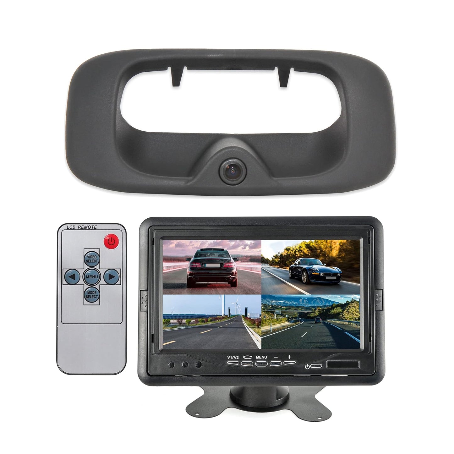 Tailgate Handle Backup Camera with 4.3'' Rear View Mirror Monitor Kit