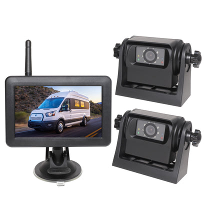 2 Magnetic Wireless Backup Cameras HD 1080P with 5" Split Screen Monitor