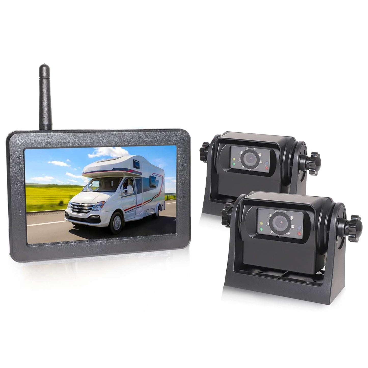 2 Magnetic Wireless Backup Cameras HD 1080P with 5" Split Screen Monitor