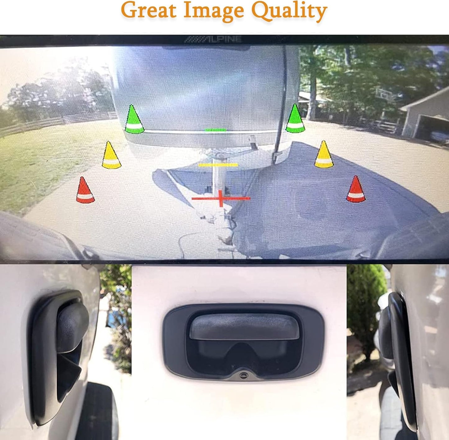 Tailgate Handle Backup Camera with 4.3'' Rear View Mirror Monitor Kit