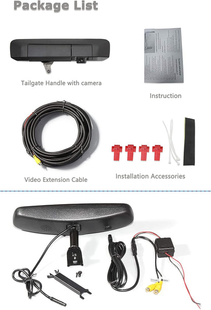 Tailgate Handle Backup Rear View Camera with 4.3" LCD Monitor