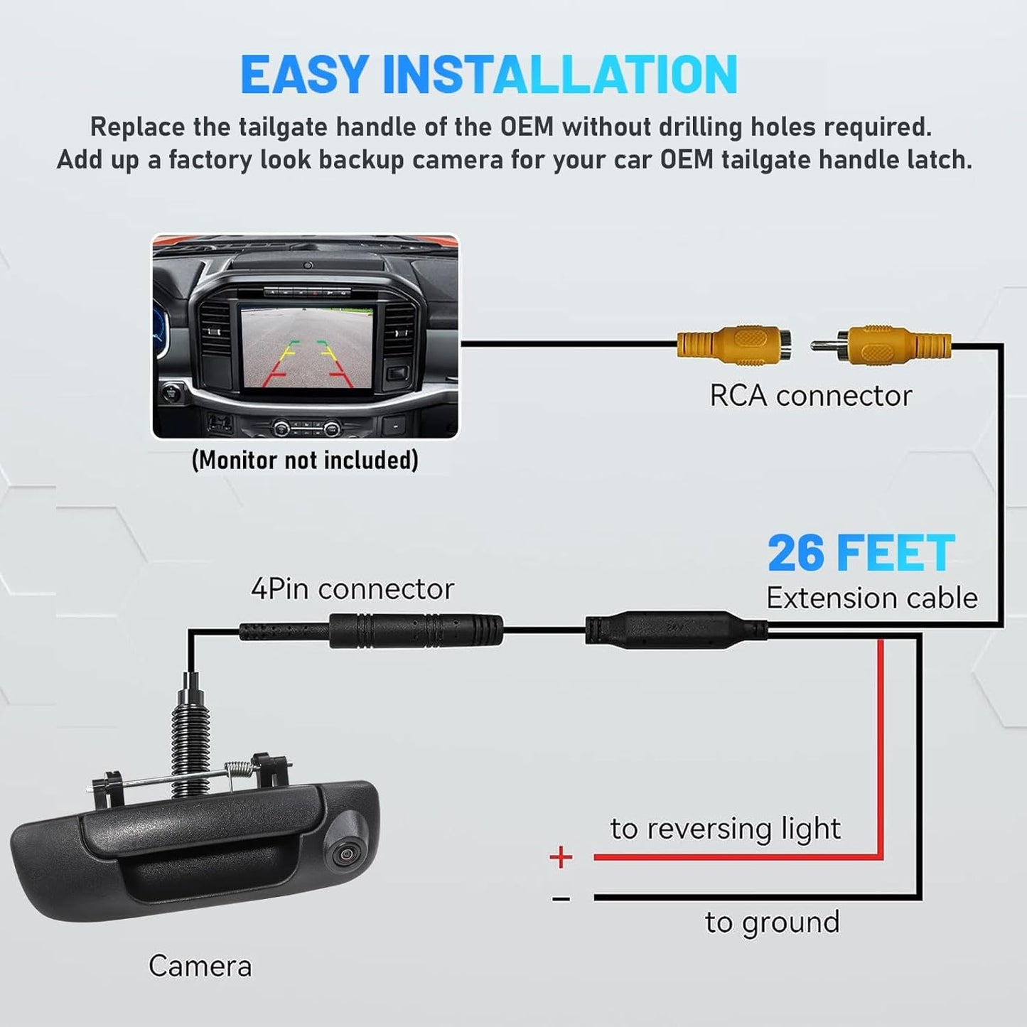 Tailgate Latch Door Handle Aftermarket Rear View Camera