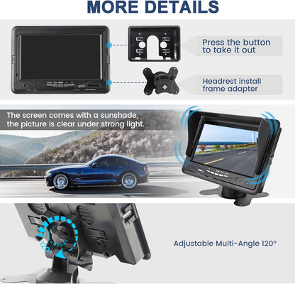 Blind Spot Side View Camera with 7'' TFT LCD Monitor Display