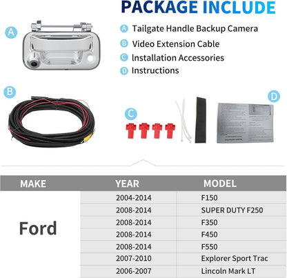 EW-T1001 Tailgate Handle Backup Rear View Reverse Camera for Ford