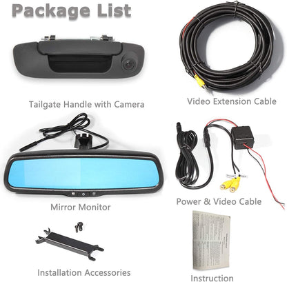 Tailgate Handle Backup Camera with 4.3'' Rear View Mirror Monitor for Dodge Ram