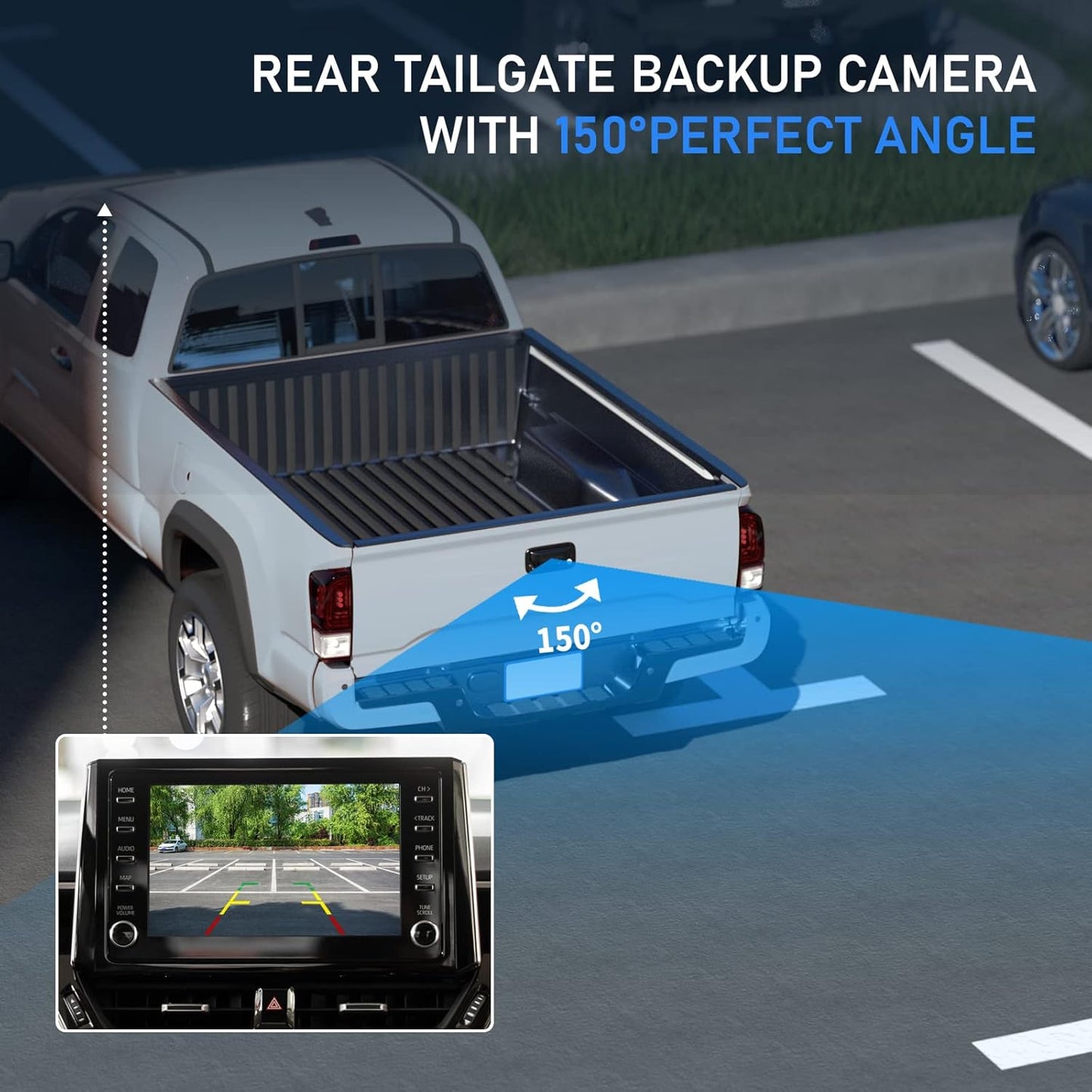 Tailgate Handle Backup Camera with 4.3'' Rear View Mirror Monitor Kit