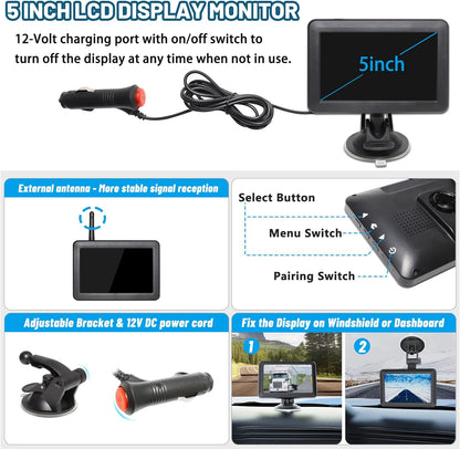 EW-B502KIT WiFi Wireless Magnetic Hitch Backup Camera with 5'' HD Monitor