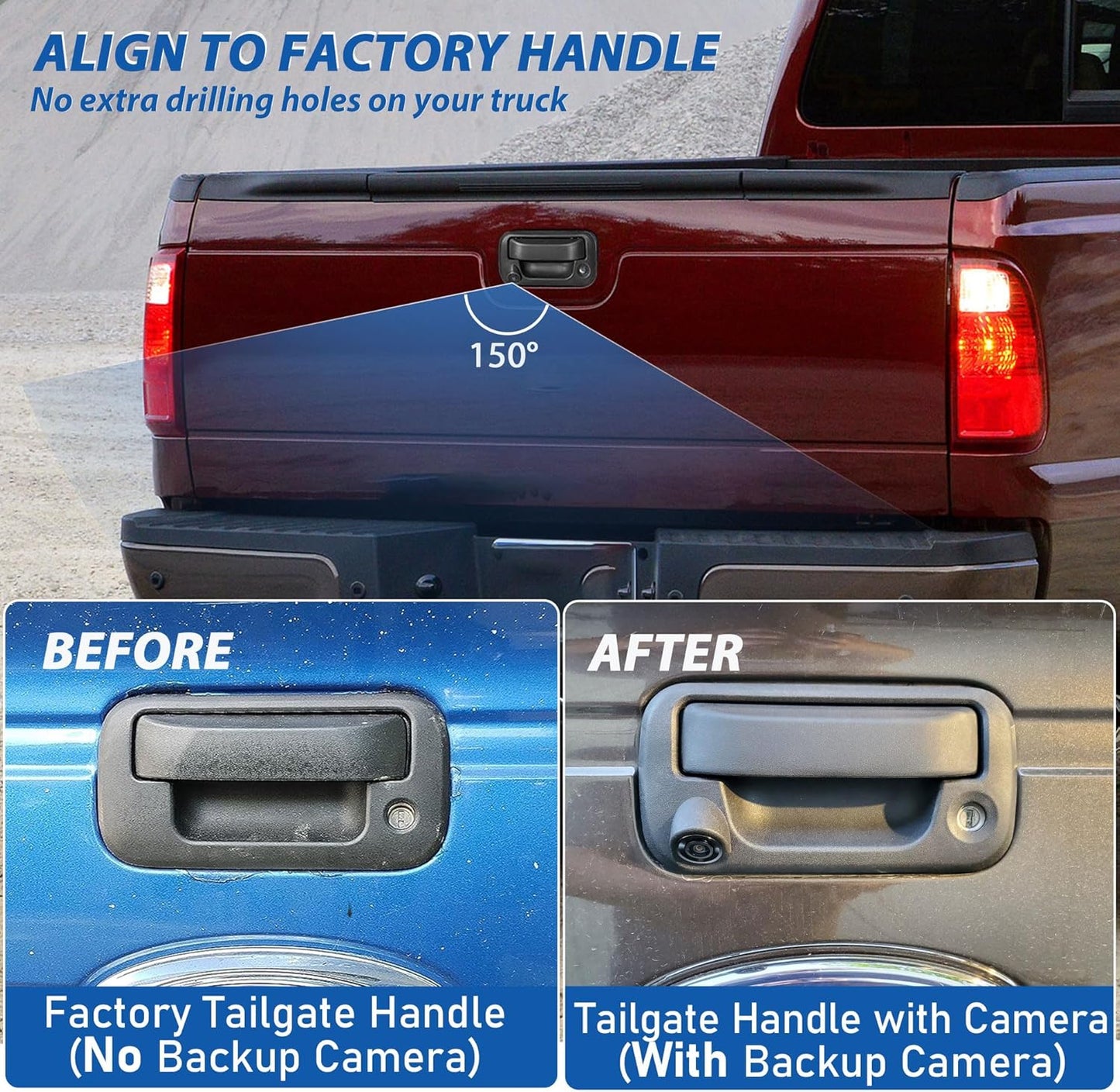 Tailgate Handle Rear Backup Camera for Ford 2004-2016